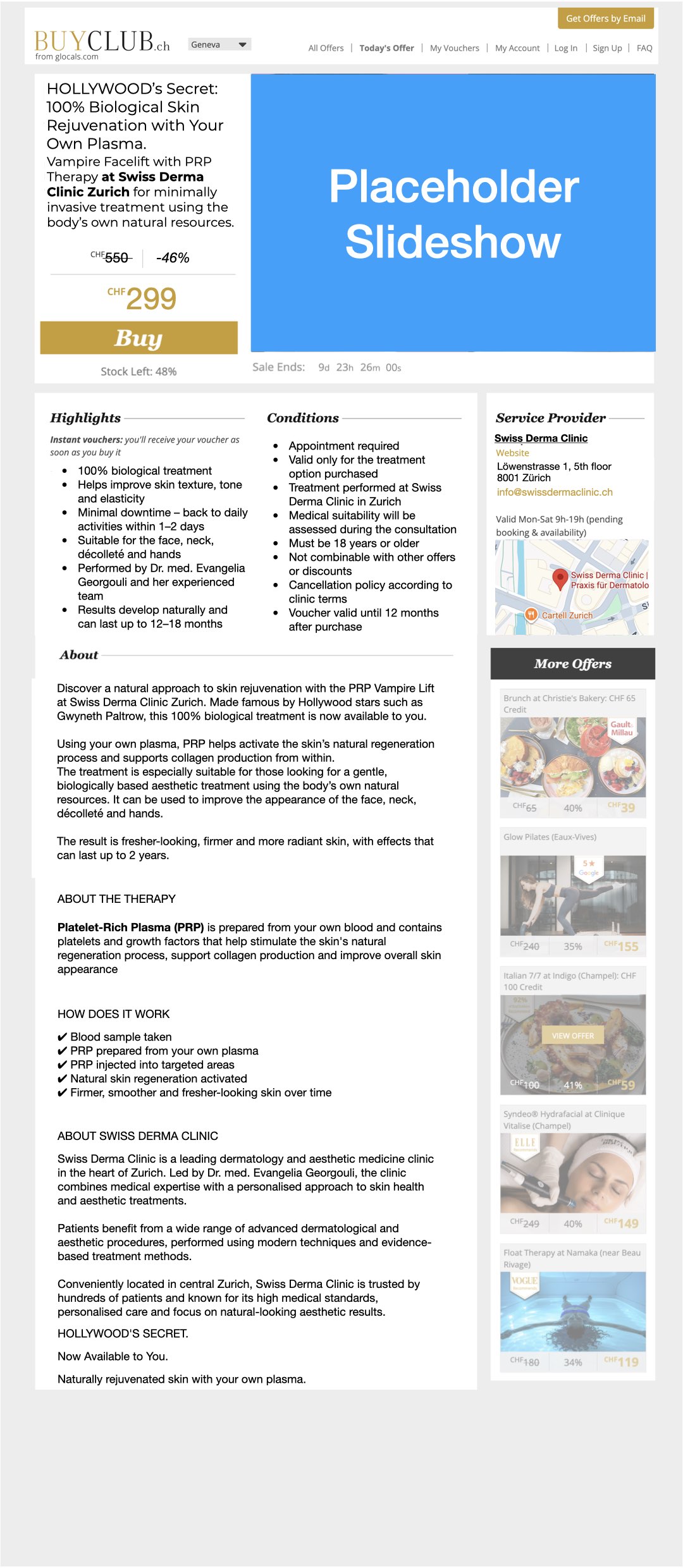 BuyClub.ch — Vampire Facelift with PRP Therapy at Swiss Derma Clinic Zurich